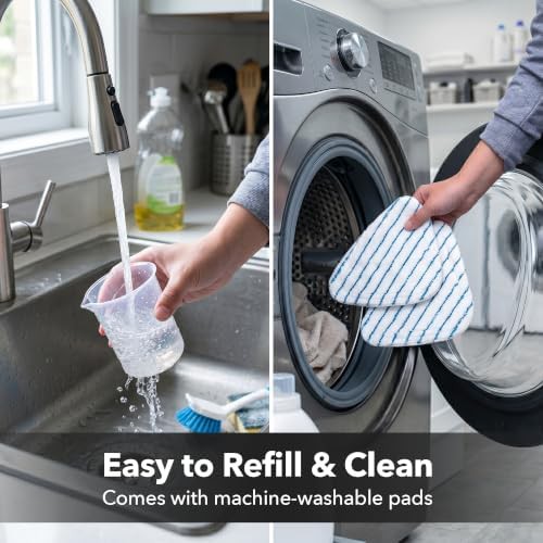 White electric steam mop with swivel steering — photo 4