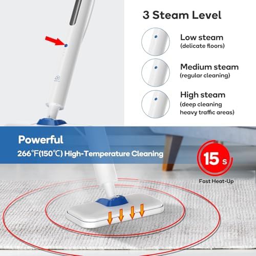 Adjustable steam mop with standing design — photo 5
