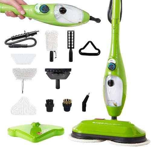 Dual buff steam mop with washable scrub pads