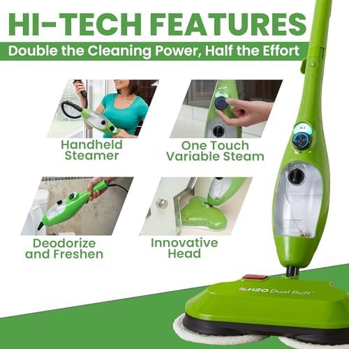 Dual buff steam mop with washable scrub pads — photo 4