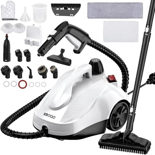 White multipurpose steam mop with 23 accessories