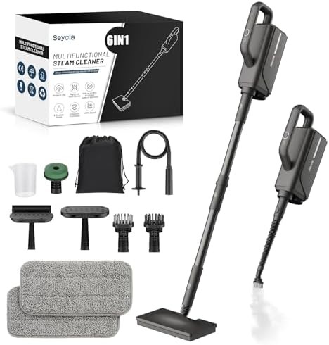 Black six in one garment steamer mop
