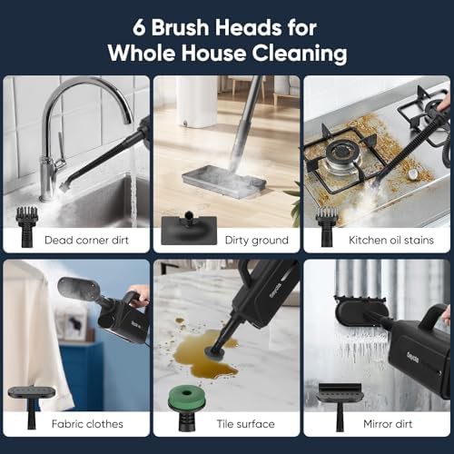 Black six in one garment steamer mop — photo 5