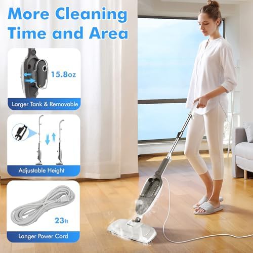 Gray handheld detachable floor buffer and steamer — photo 3
