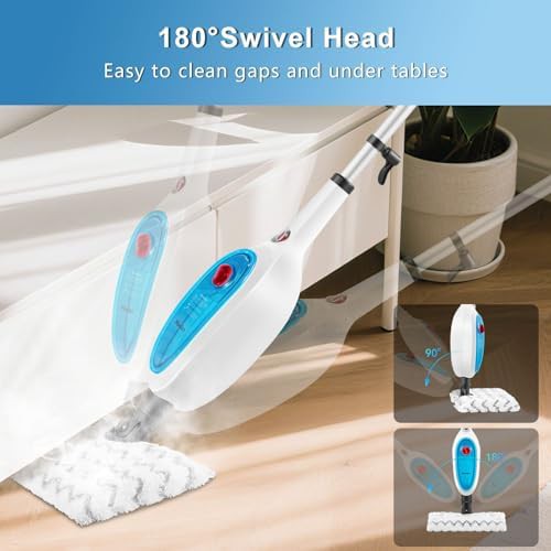 Blue 12-in-1 steam mop with double-sided pads — photo 5