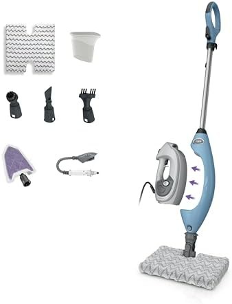 Blue lift away mop with handheld steamer