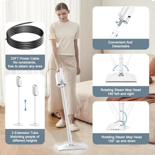 Laminate floor steamer in pearl white — photo 3