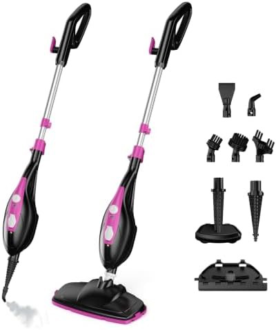 Black and pink multipurpose steam cleaner