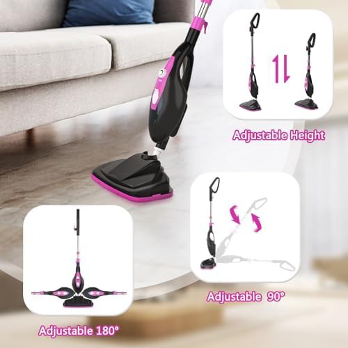 Pink lightweight all-in-one steam mop — photo 5