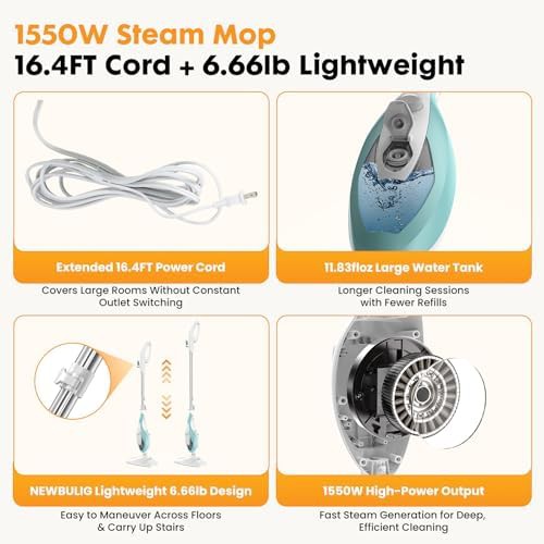 Detachable handheld steam mop for floors — photo 4