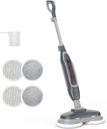 Rotating scrub pad steamer with LED lights