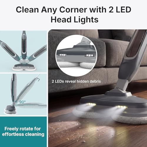 Rotating scrub pad steamer with LED lights — photo 5
