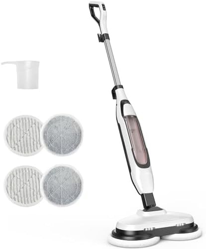 Steam mop with rotating scrub pads