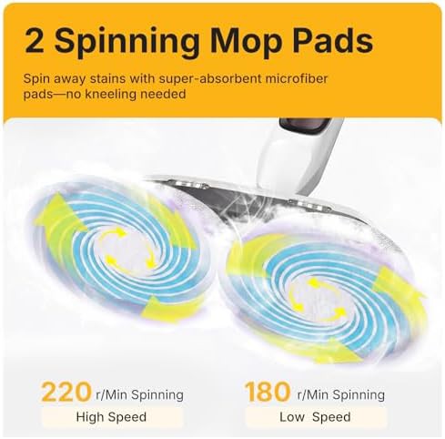Steam mop with rotating scrub pads — photo 4