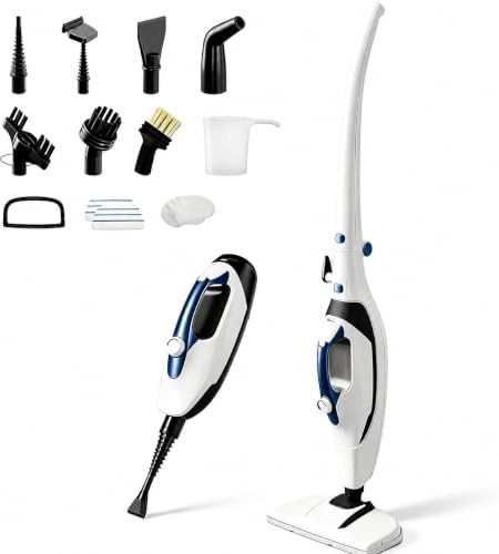 Blue and white detachable handheld steamer